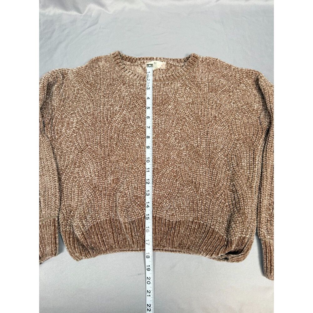 Pink Rose Chenille Sweater Womens Small Tan Beige Diamond Knit Balloon Sleeve S - Picture 6 of 6